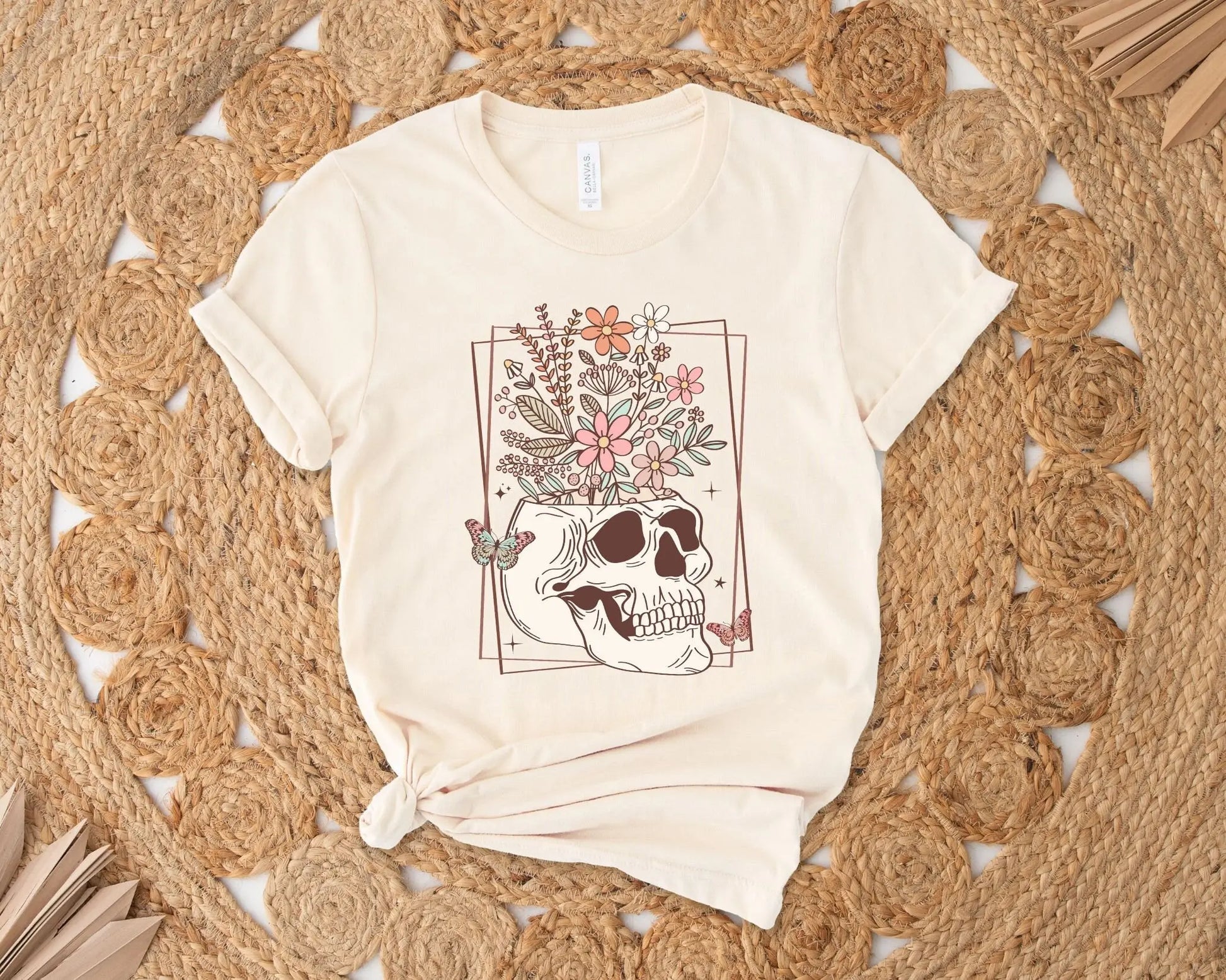 DTF Transfers, Ready to Press, T-shirt Transfers, Heat Transfer, Direct to Film, Custom Transfers, Flower Skull, Skeleton, Floral Skull