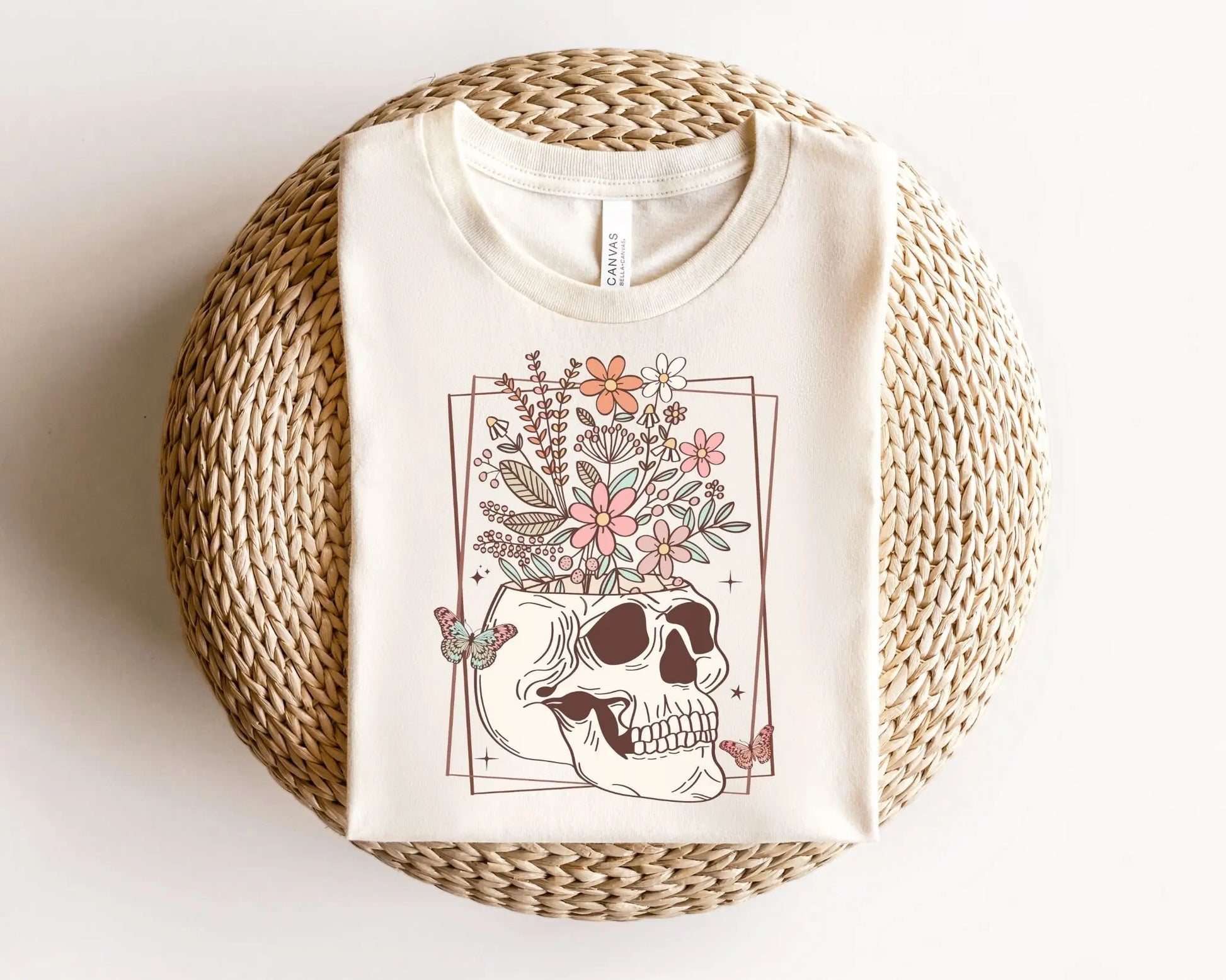 DTF Transfers, Ready to Press, T-shirt Transfers, Heat Transfer, Direct to Film, Custom Transfers, Flower Skull, Skeleton, Floral Skull