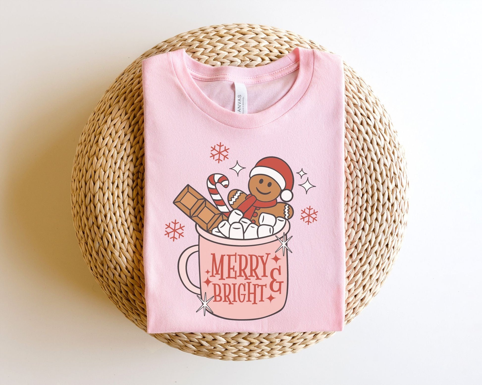 DTF Transfers, Ready to Press, T-shirt Transfers, Heat Transfer, Direct to Film, Retro Christmas, Merry and Bright Gingerbread Hot Cocoa