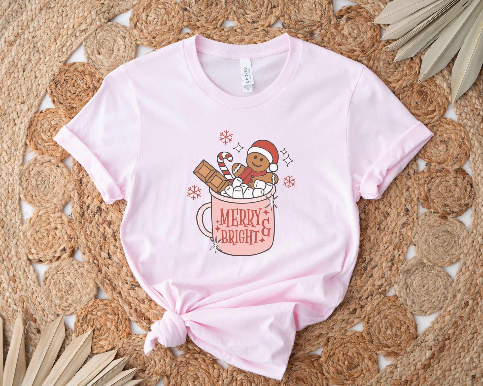 DTF Transfers, Ready to Press, T-shirt Transfers, Heat Transfer, Direct to Film, Retro Christmas, Merry and Bright Gingerbread Hot Cocoa