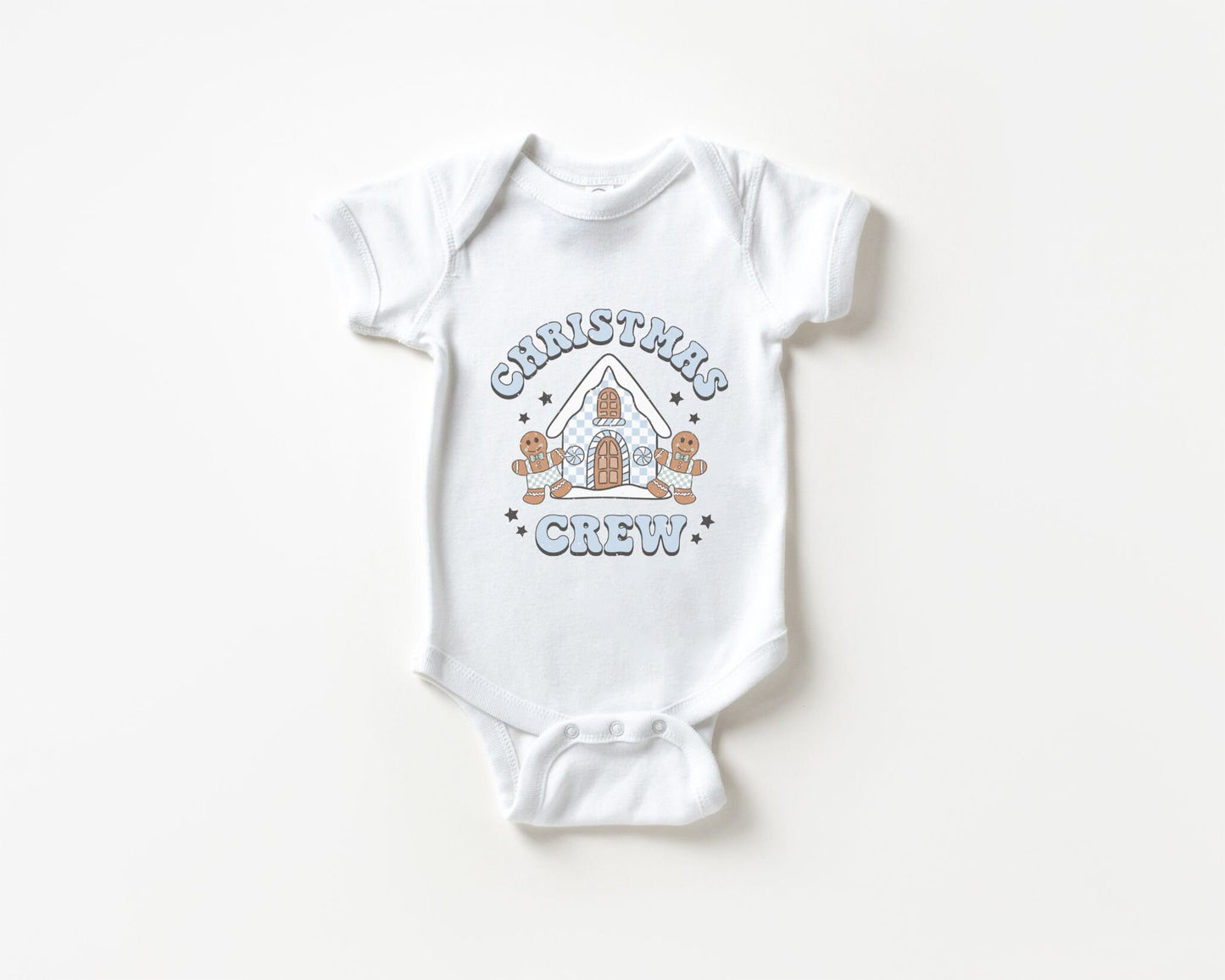 DTF Transfers, Ready to Press, Heat Transfer, Direct to Film, T-shirt, Holiday, Boy Christmas Crew Tshirt Transfer, Blue Gingerbread House