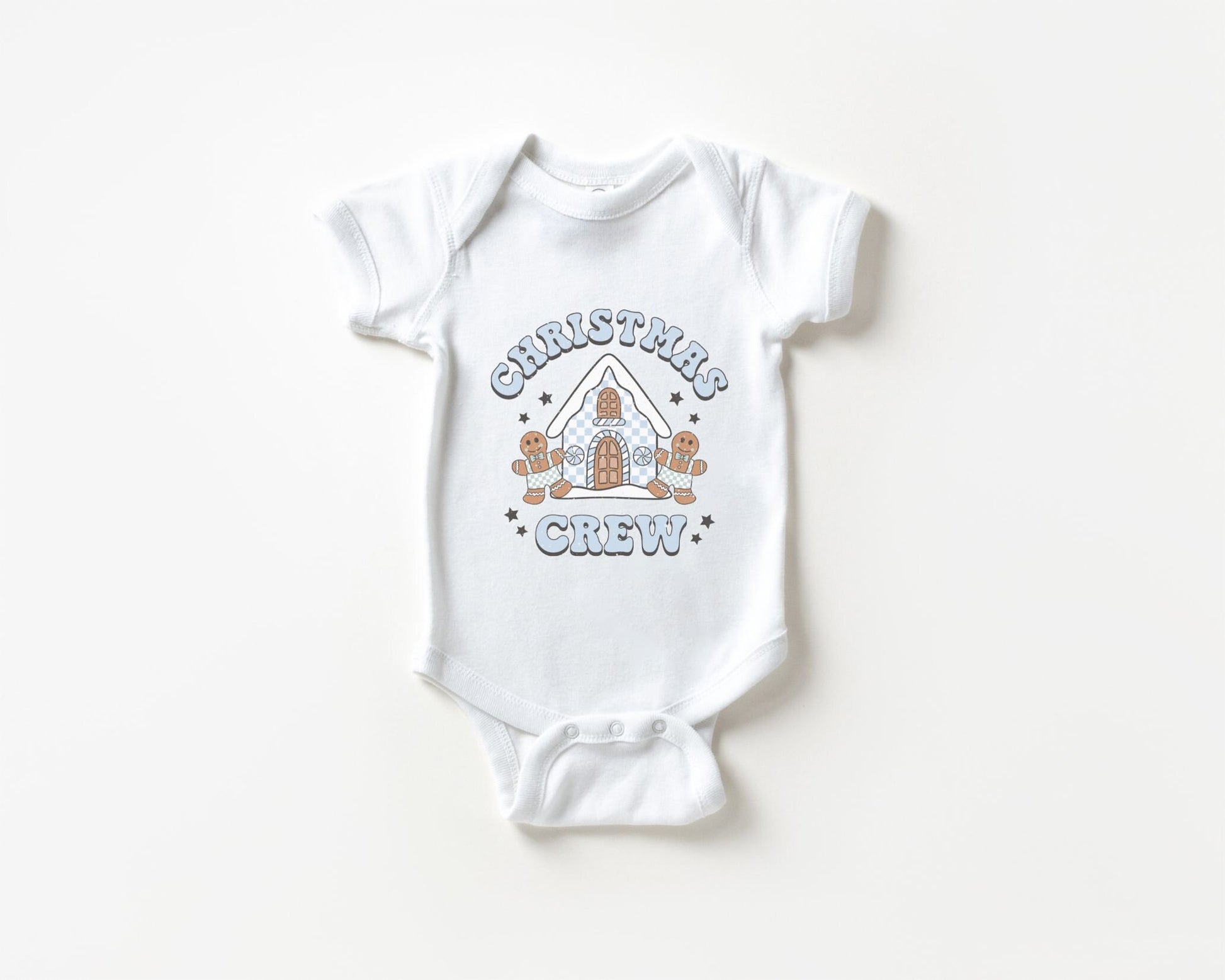 DTF Transfers, Ready to Press, Heat Transfer, Direct to Film, T-shirt, Holiday, Boy Christmas Crew Tshirt Transfer, Blue Gingerbread House