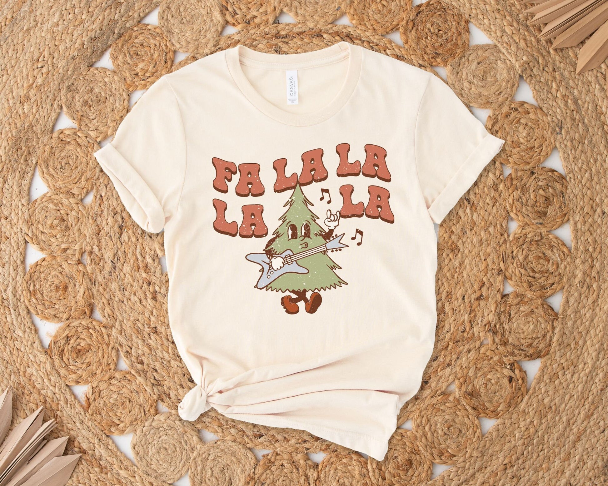 DTF Transfers, Ready to Press, Heat Transfer, Direct to Film, Custom Transfers, Retro Tree, Guitar, Christmas T-shirt Transfer, Fa La La