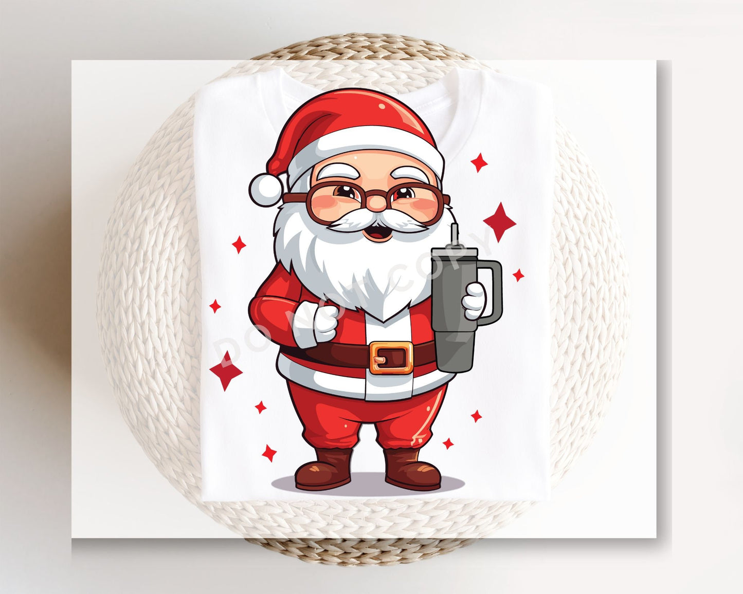 DTF Transfers, Ready to Press, T-shirt Transfers, Heat Transfer, Direct to Film, Custom, Christmas, Santa, Coffee, Boujee Santa with Tumbler