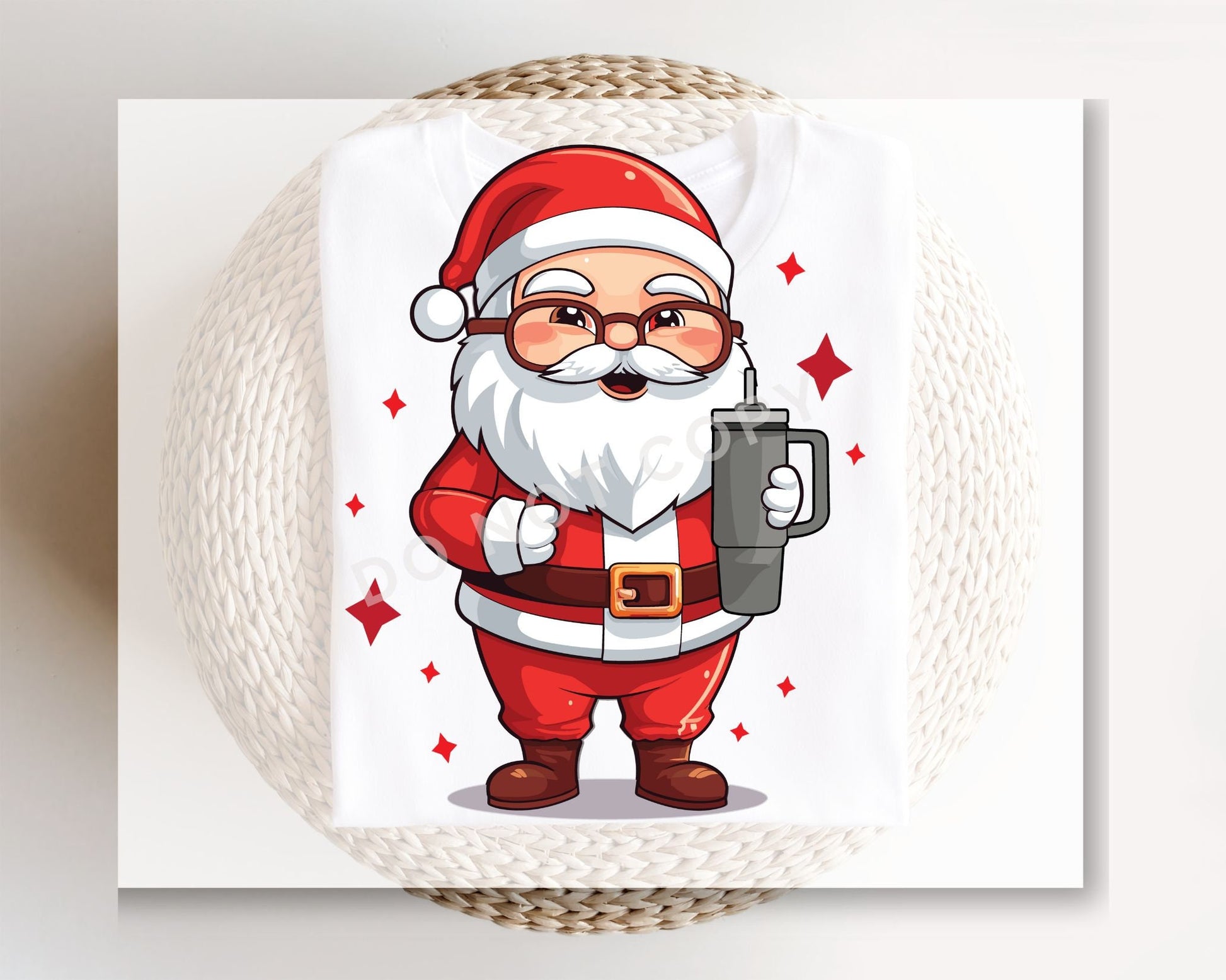 DTF Transfers, Ready to Press, T-shirt Transfers, Heat Transfer, Direct to Film, Custom, Christmas, Santa, Coffee, Boujee Santa with Tumbler
