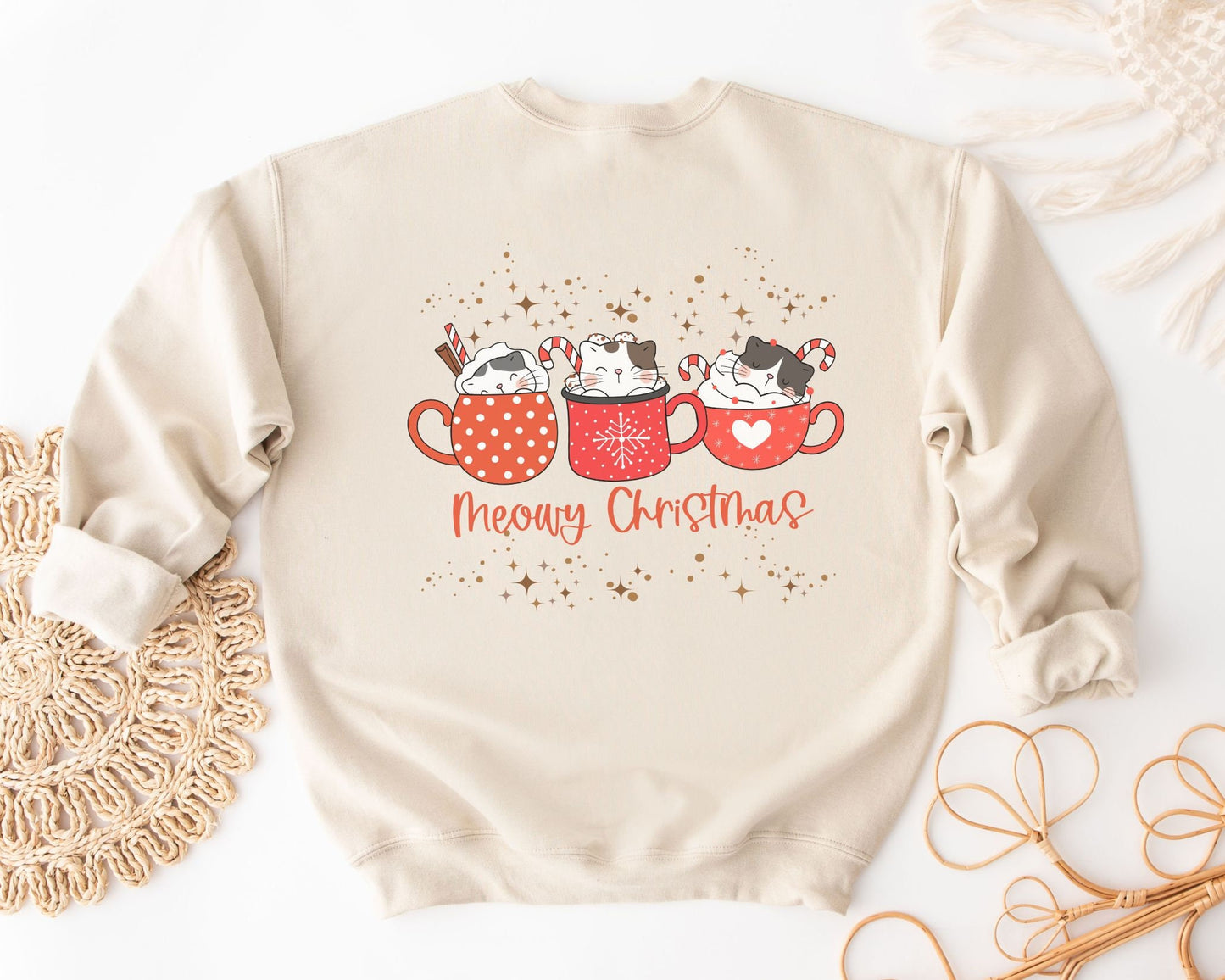 DTF Transfers, Ready to Press, T-shirt Transfers, Heat Transfer, Direct to Film, Cats, Kittens, Cups, Mugs, Holiday, Meowy Christmas