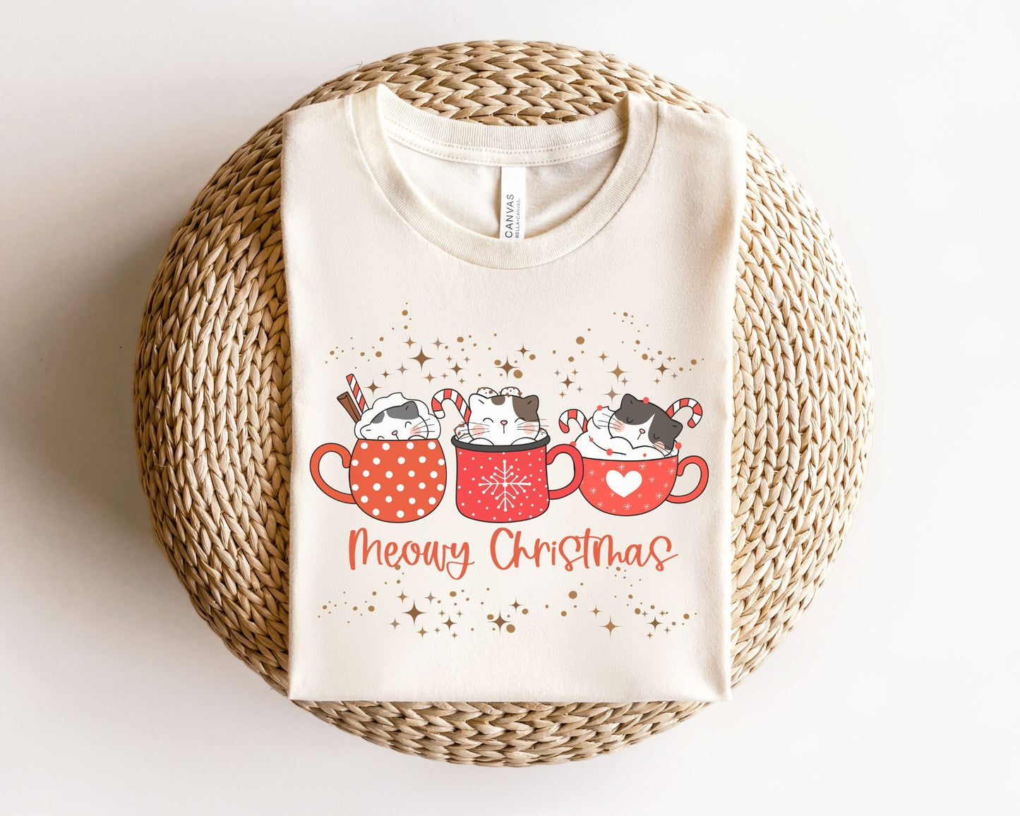 DTF Transfers, Ready to Press, T-shirt Transfers, Heat Transfer, Direct to Film, Cats, Kittens, Cups, Mugs, Holiday, Meowy Christmas