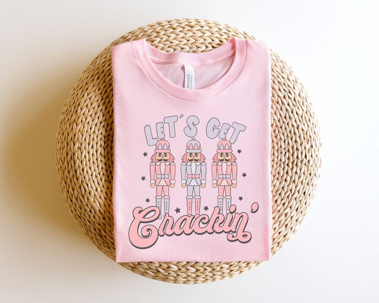 DTF Transfers, Ready to Press, T-shirt Transfers, Heat Transfer, Direct to Film, Christmas, Retro, Pink, Nutcracker, Let's Get Crackin'