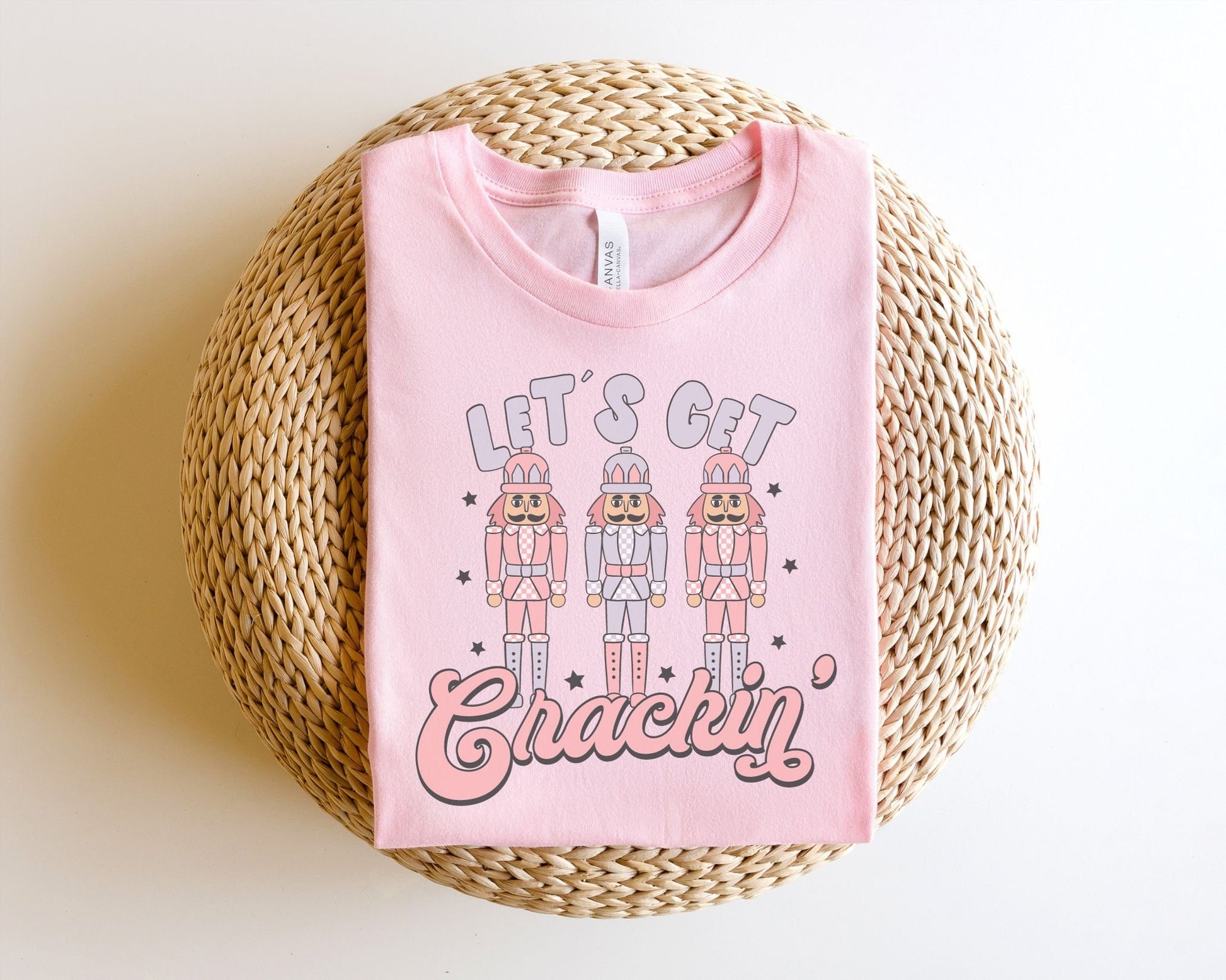 DTF Transfers, Ready to Press, T-shirt Transfers, Heat Transfer, Direct to Film, Christmas, Retro, Pink, Nutcracker, Let's Get Crackin'