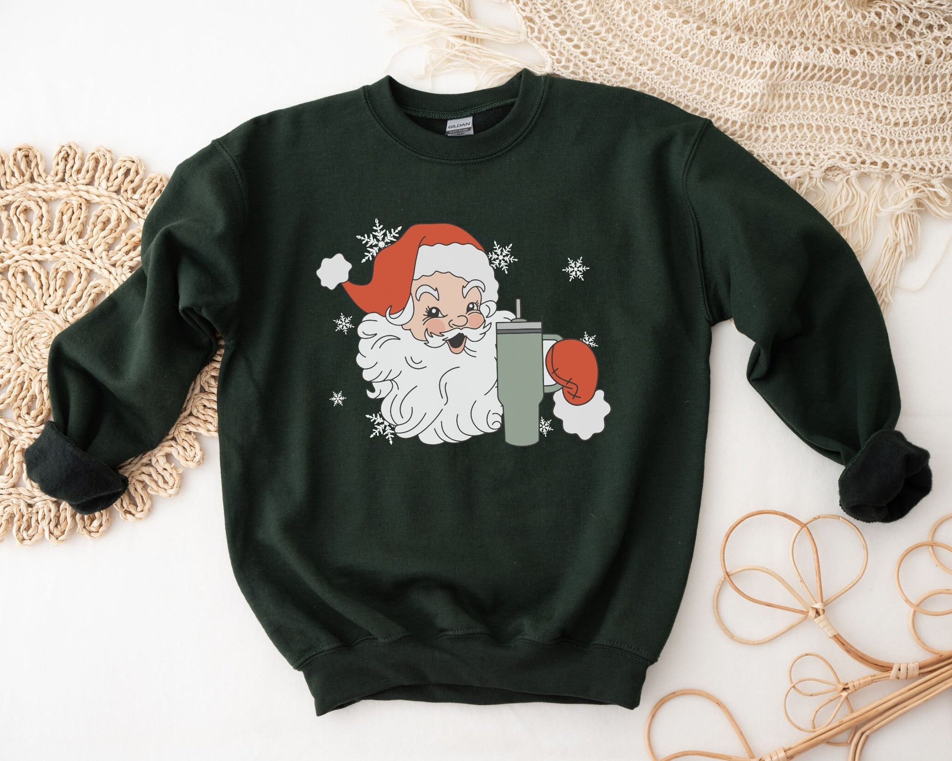 Christmas DTF Transfers, Ready to Press, T-shirt Transfers, Heat Transfer, Direct to Film, Holiday, Santa Claus with Tumbler