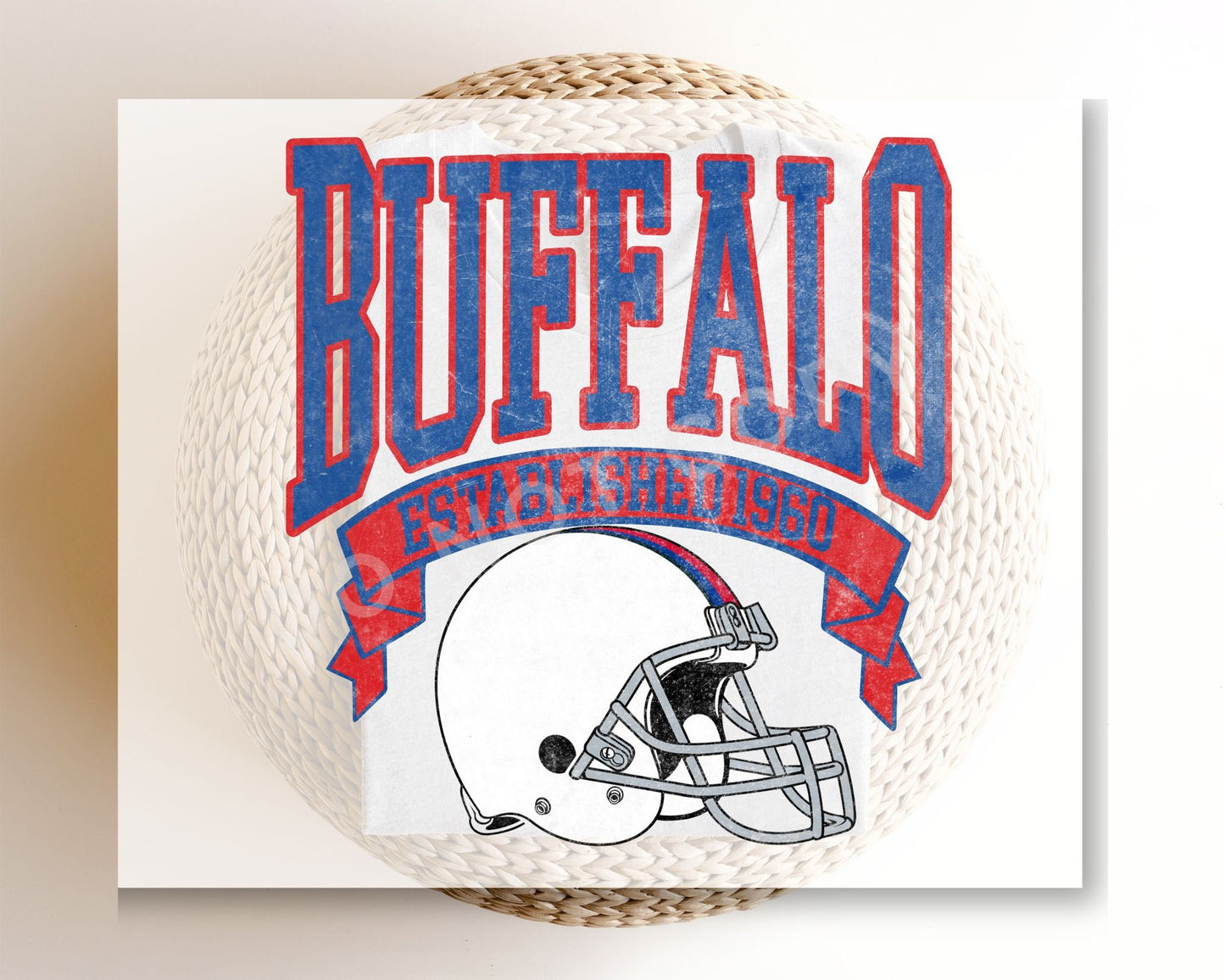 Football DTF Transfers, Ready to Press, T-shirt Transfers, Heat Transfer, Direct to Film, Sports, Full Color, Distressed, Buffalo, New York