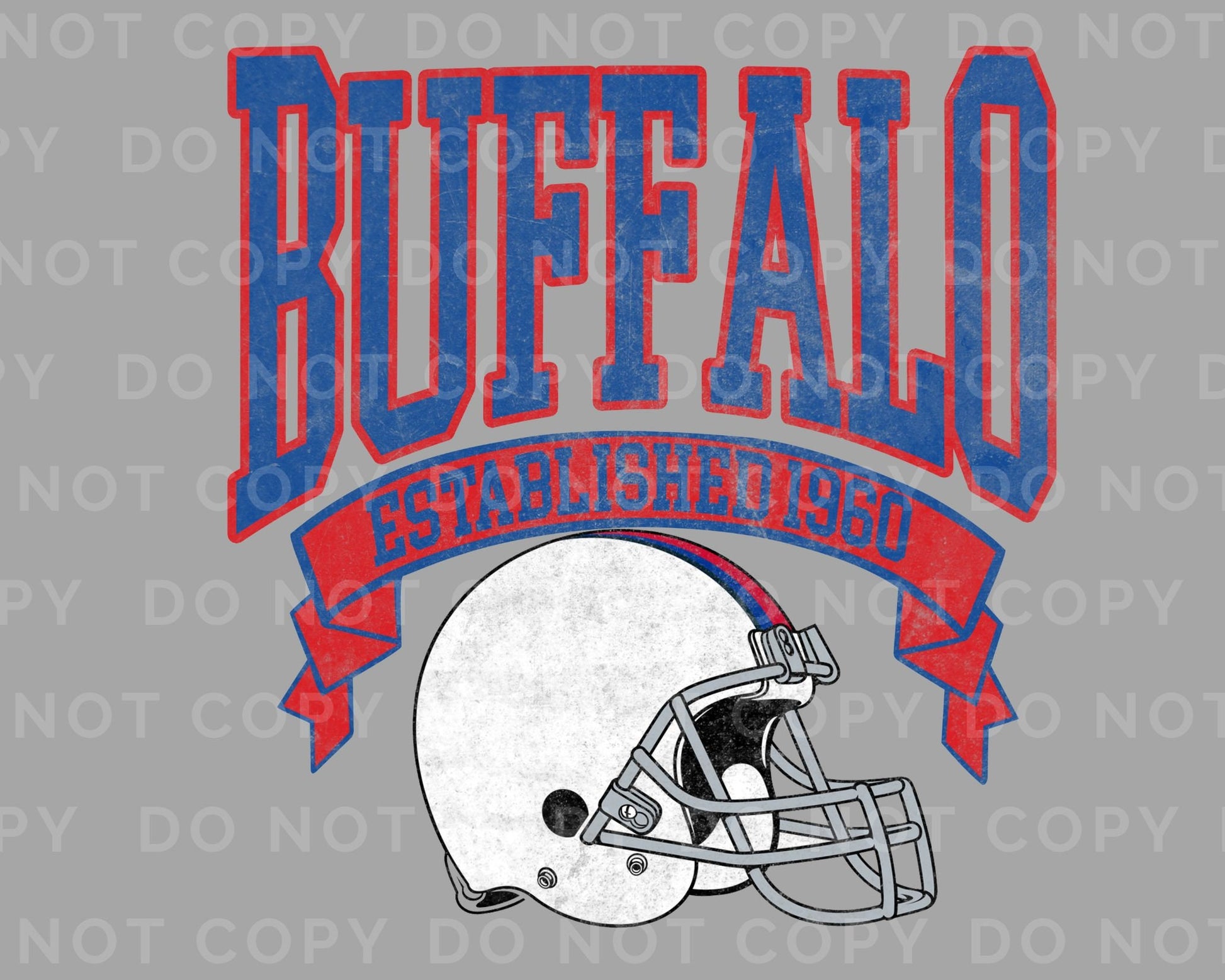 Football DTF Transfers, Ready to Press, T-shirt Transfers, Heat Transfer, Direct to Film, Sports, Full Color, Distressed, Buffalo, New York