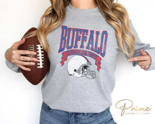 Football DTF Transfers, Ready to Press, T-shirt Transfers, Heat Transfer, Direct to Film, Sports, Full Color, Distressed, Buffalo, New York