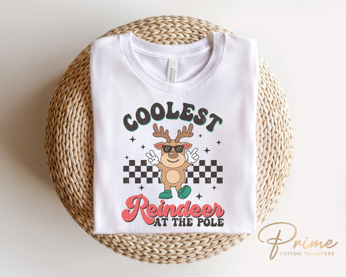 Christmas DTF Transfers, Ready to Press, T-shirt Transfers, Heat Transfer, Direct to Film, Holiday, Santa, Coolest Reindeer at The Pole