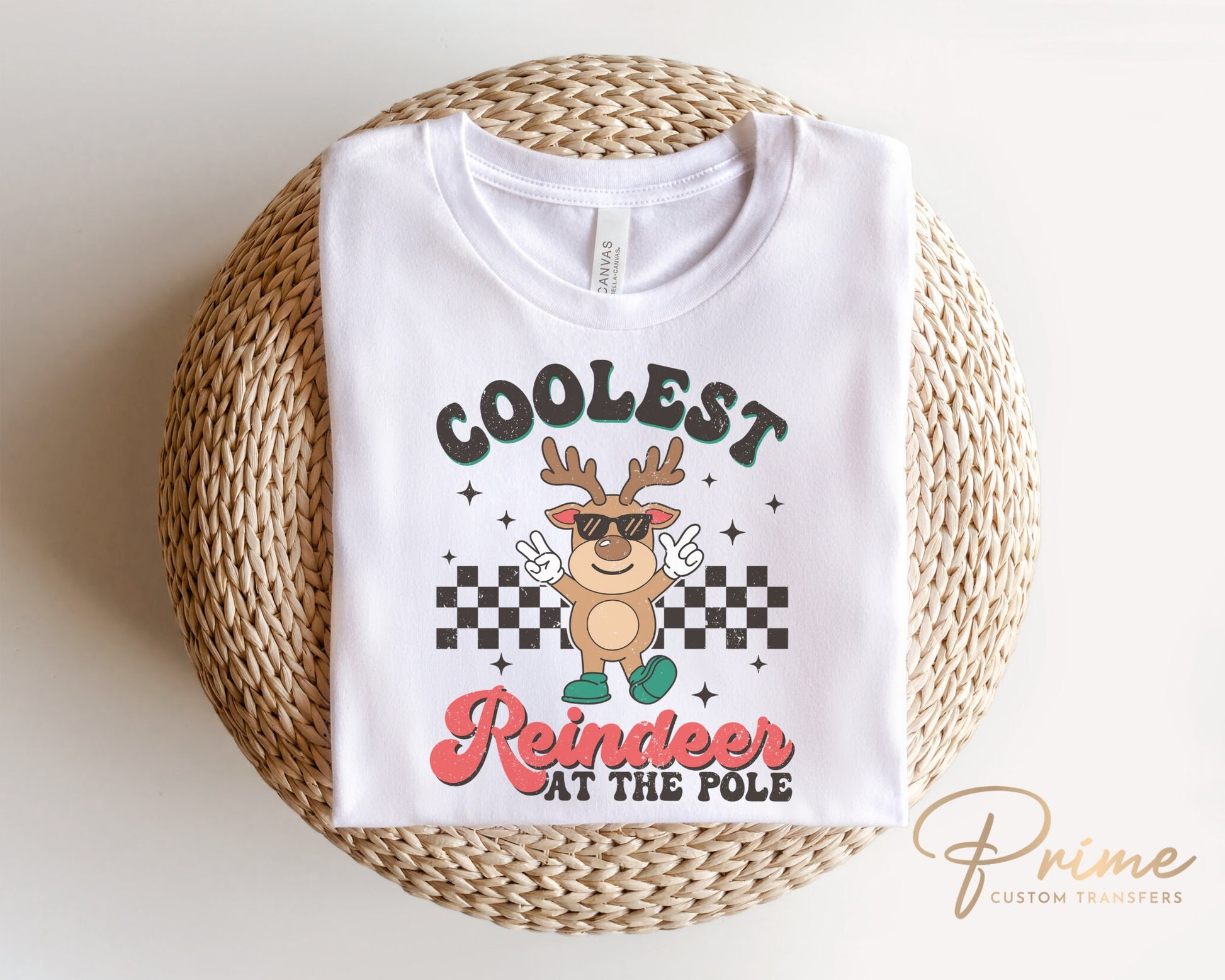 Christmas DTF Transfers, Ready to Press, T-shirt Transfers, Heat Transfer, Direct to Film, Holiday, Santa, Coolest Reindeer at The Pole