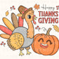 DTF Transfers, Ready to Press, T-shirt Transfers, Heat Transfer, Direct to Film, Fall, Pumpkin, Turkey, Leaves, Retro Happy Thanksgiving