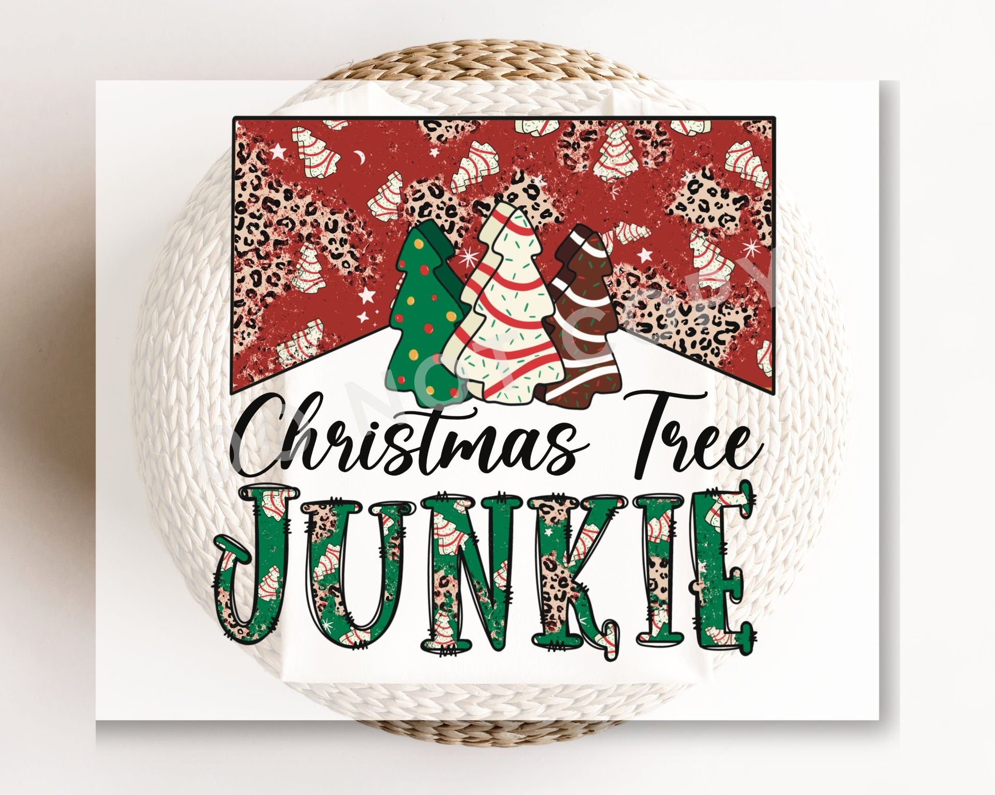 DTF Transfers, Ready to Press, T-shirt Transfers, Heat Transfer, Direct to Film, Trendy, Holiday, Snack, Cakes, Christmas Tree Junkie