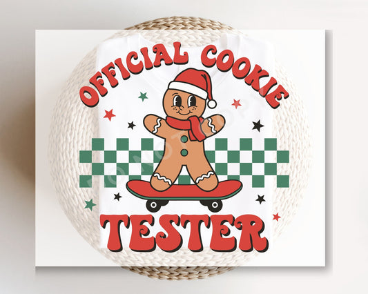 DTF Transfers, Ready to Press, T-shirt Transfers, Heat Transfer, Direct to Film, Christmas, Cute, Kid, Gingerbread, Official Cookie Tester