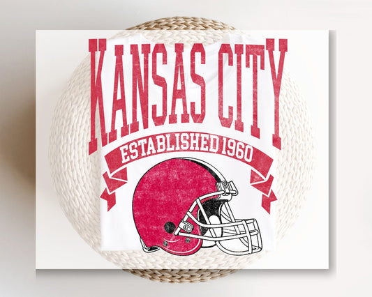 Football DTF Transfers, Ready to Press, T-shirt Transfers, Heat Transfer, Direct to Film, Sports, Full Color, Vintage, Kansas City Football