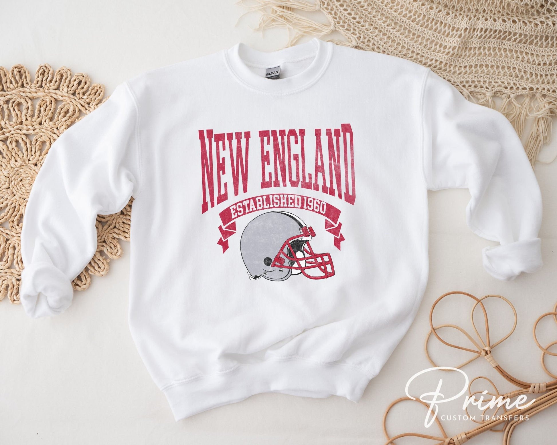 Football DTF Transfers, Ready to Press, T-shirt Transfers, Heat Transfer, Direct to Film, Sports, Full Color, Vintage, New England Football