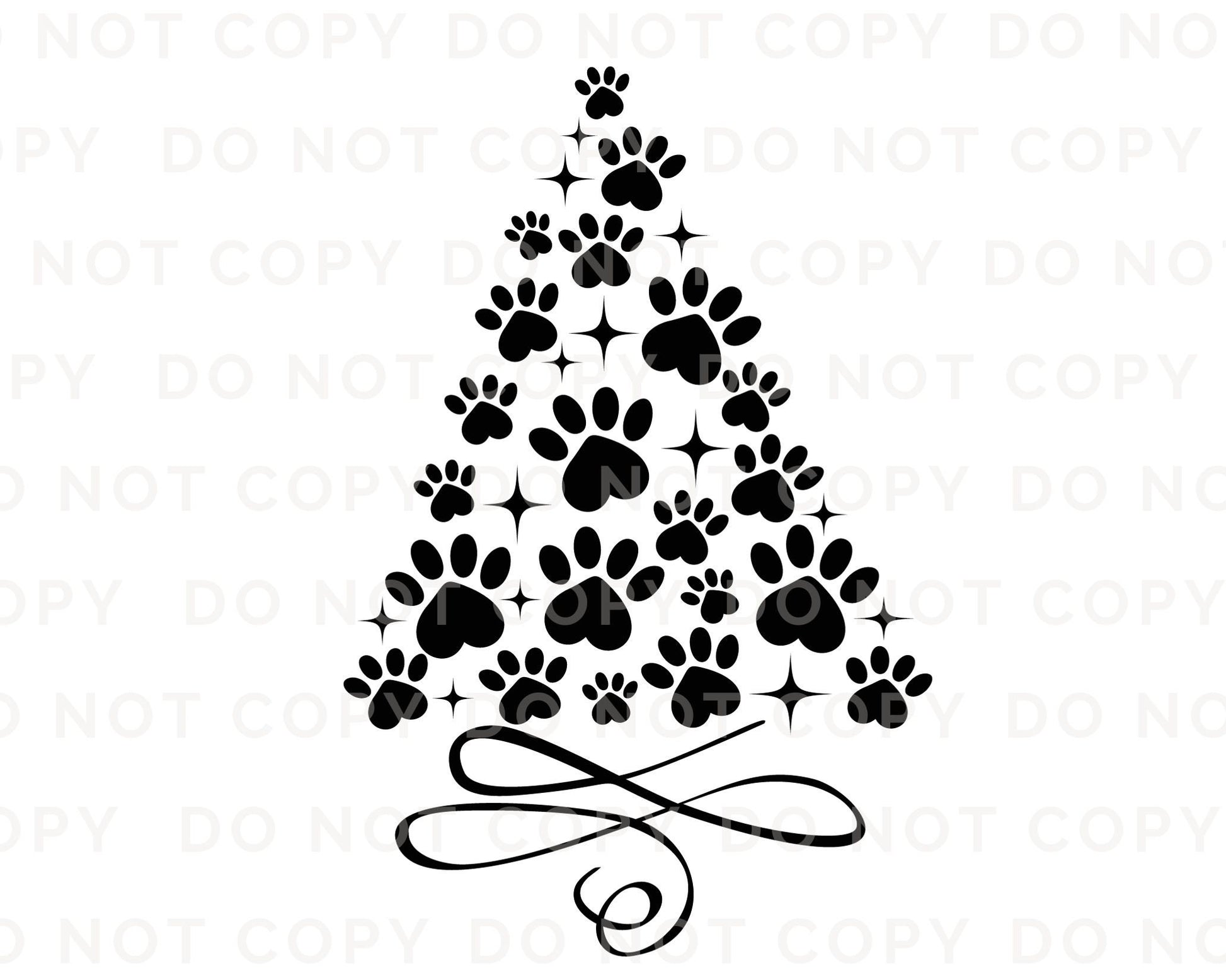DTF Transfers, Ready to Press, T-shirt Transfers, Heat Transfer, Direct to Film, Holiday, Dog, Cat, Pet, Paw Christmas Tree - Black