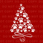 DTF Transfers, Ready to Press, T-shirt Transfers, Heat Transfer, Direct to Film, Holiday, Dog, Cat, Pet, Paw Christmas Tree - White