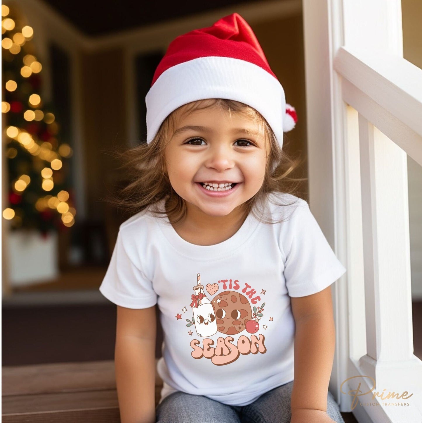 DTF Transfers, Ready to Press, T-shirt, Custom, Heat Transfer, Direct to Film, Christmas, Retro Groovy, Tis The Season Milk and Cookie