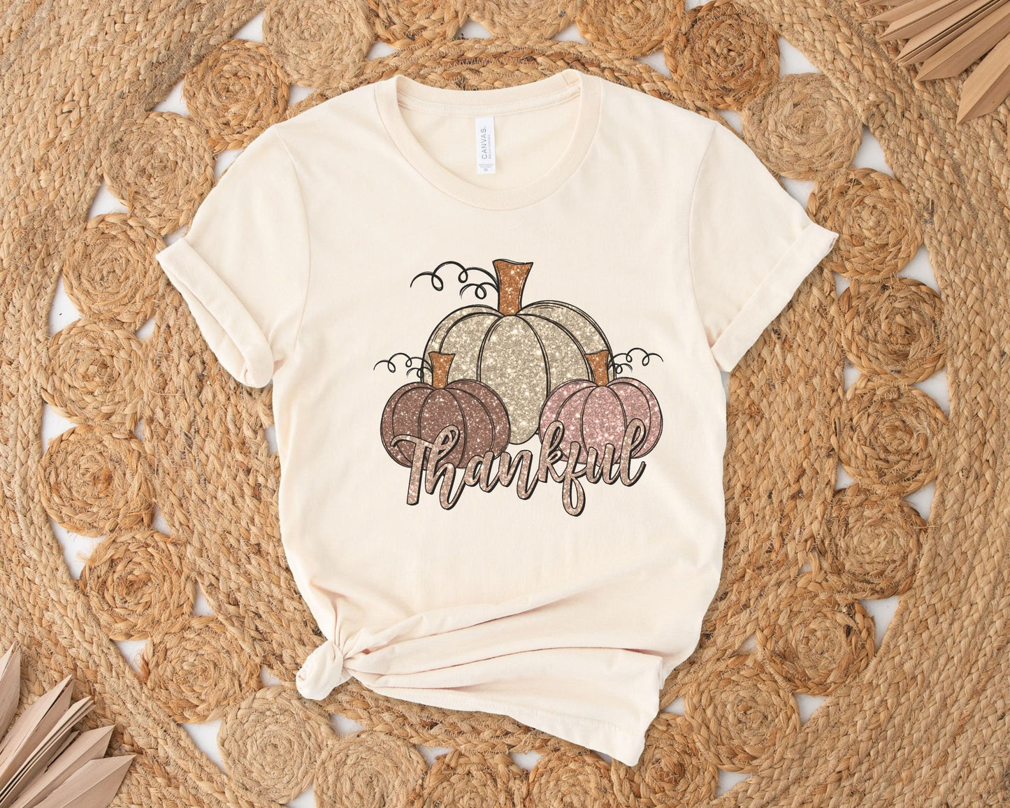 DTF Transfers, Ready to Press, T-shirt Transfers, Heat Transfer, Direct to Film, Holiday, Thanksgiving, Sparkle, Thankful Glitter Pumpkins