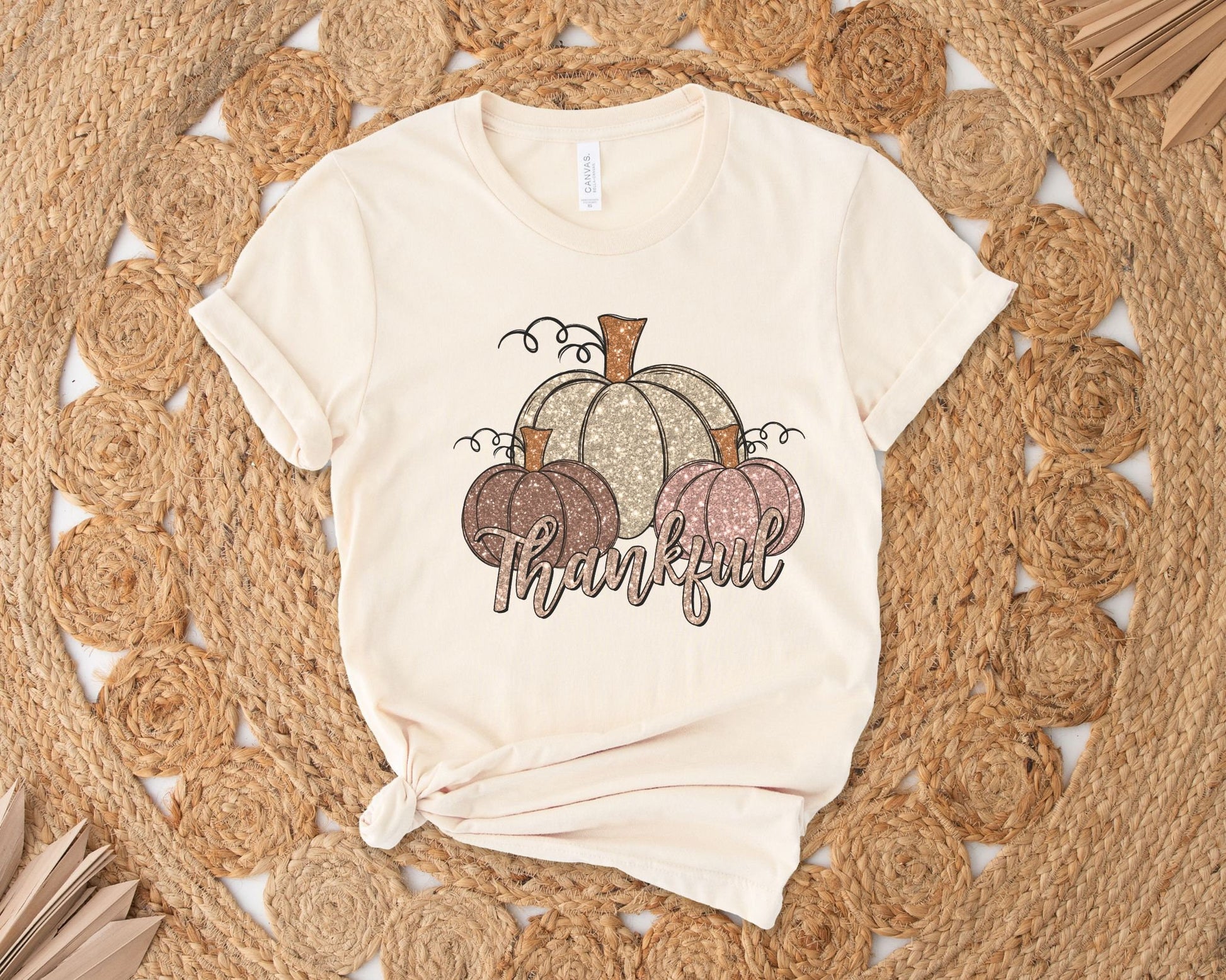 DTF Transfers, Ready to Press, T-shirt Transfers, Heat Transfer, Direct to Film, Holiday, Thanksgiving, Sparkle, Thankful Glitter Pumpkins