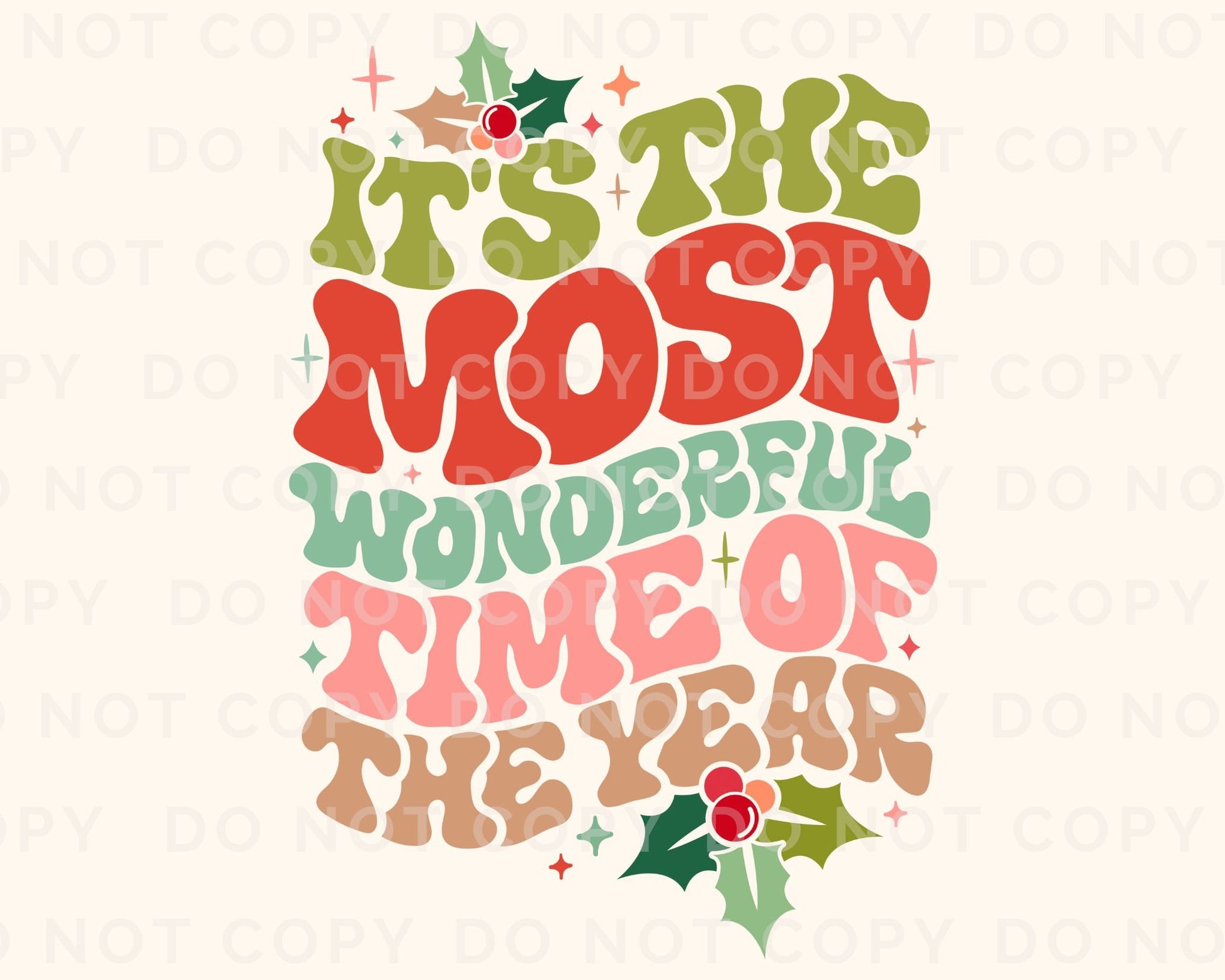 DTF Transfers, Ready to Press, T-shirt Transfers, Heat Transfer, Direct to Film, Retro Christmas, It's The Most Wonderful Time of The Year