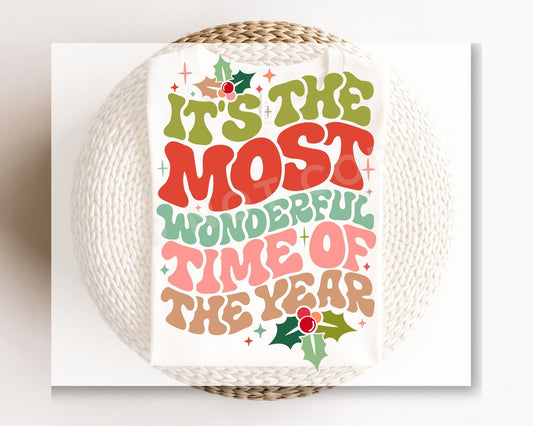 DTF Transfers, Ready to Press, T-shirt Transfers, Heat Transfer, Direct to Film, Retro Christmas, It's The Most Wonderful Time of The Year