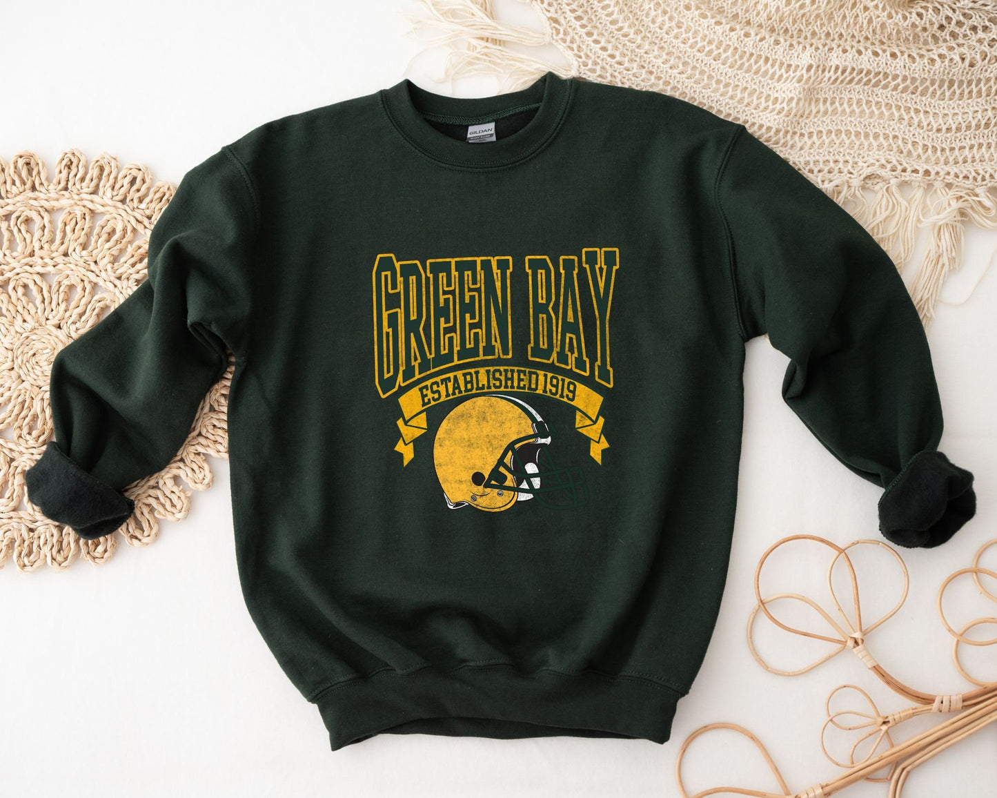 Football DTF Transfers, Ready to Press, T-shirt Transfers, Heat Transfer, Direct to Film, Sports, Full Color, Vintage, Green Bay Football