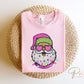 DTF Transfers, Ready to Press, T-shirt Transfers, Heat Transfer, Direct to Film, Christmas, Holiday, Sparkly Santa with Glasses