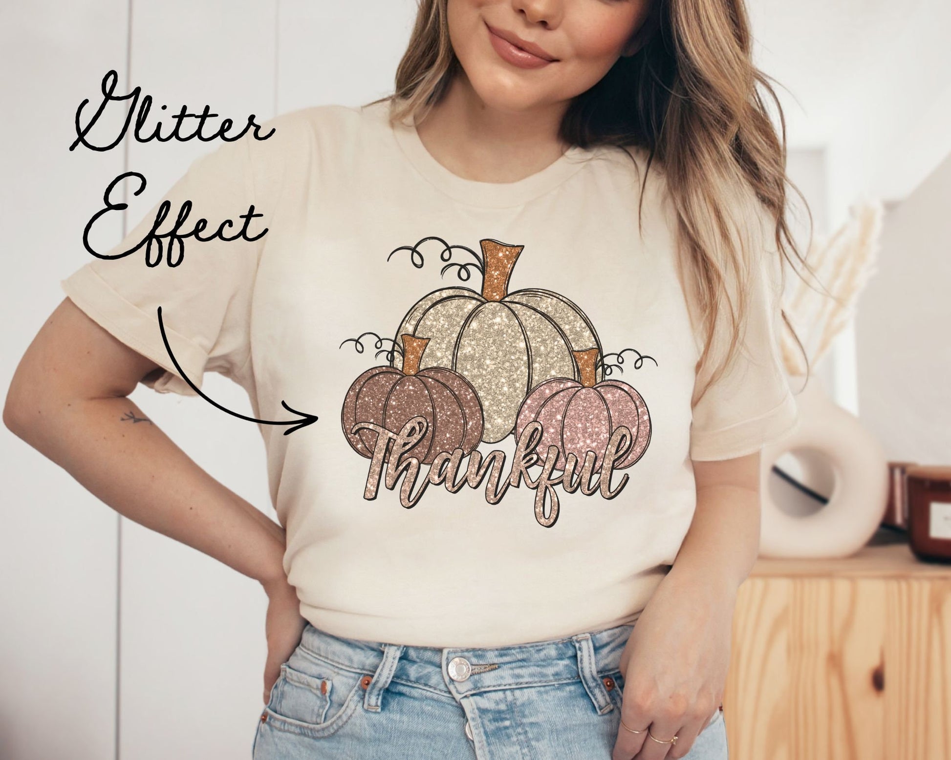 DTF Transfers, Ready to Press, T-shirt Transfers, Heat Transfer, Direct to Film, Holiday, Thanksgiving, Sparkle, Thankful Glitter Pumpkins