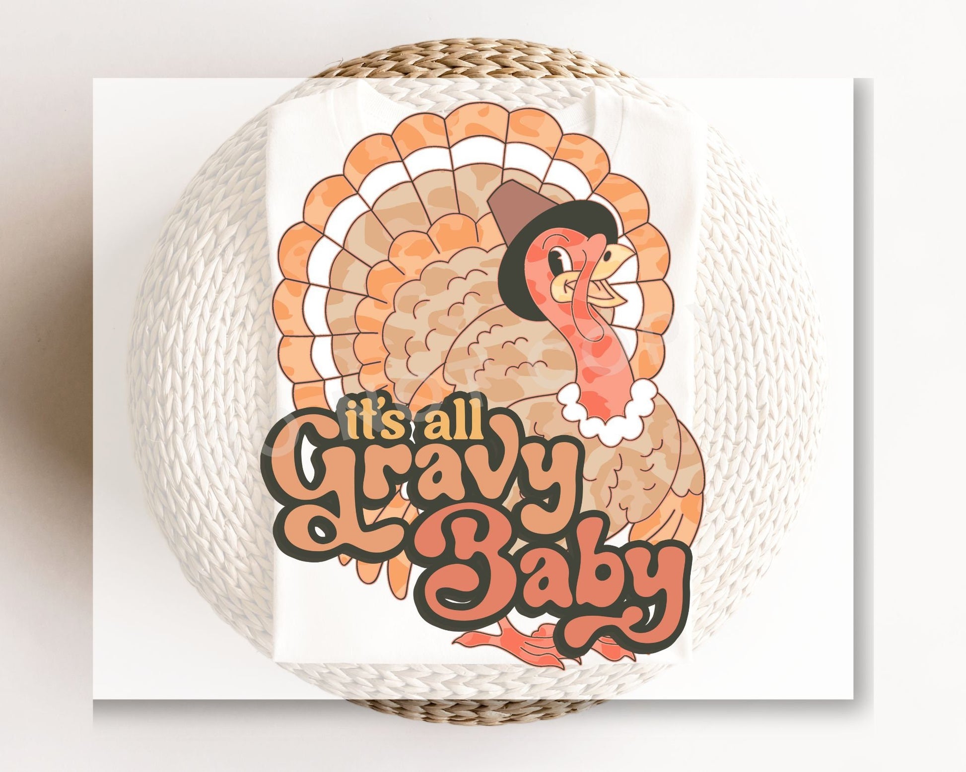 DTF Transfers, Ready to Press, T-shirt Transfers, Heat Transfer, Direct to Film, Fall, Thanksgiving, It's all Gravy Baby - Pilgrim Turkey