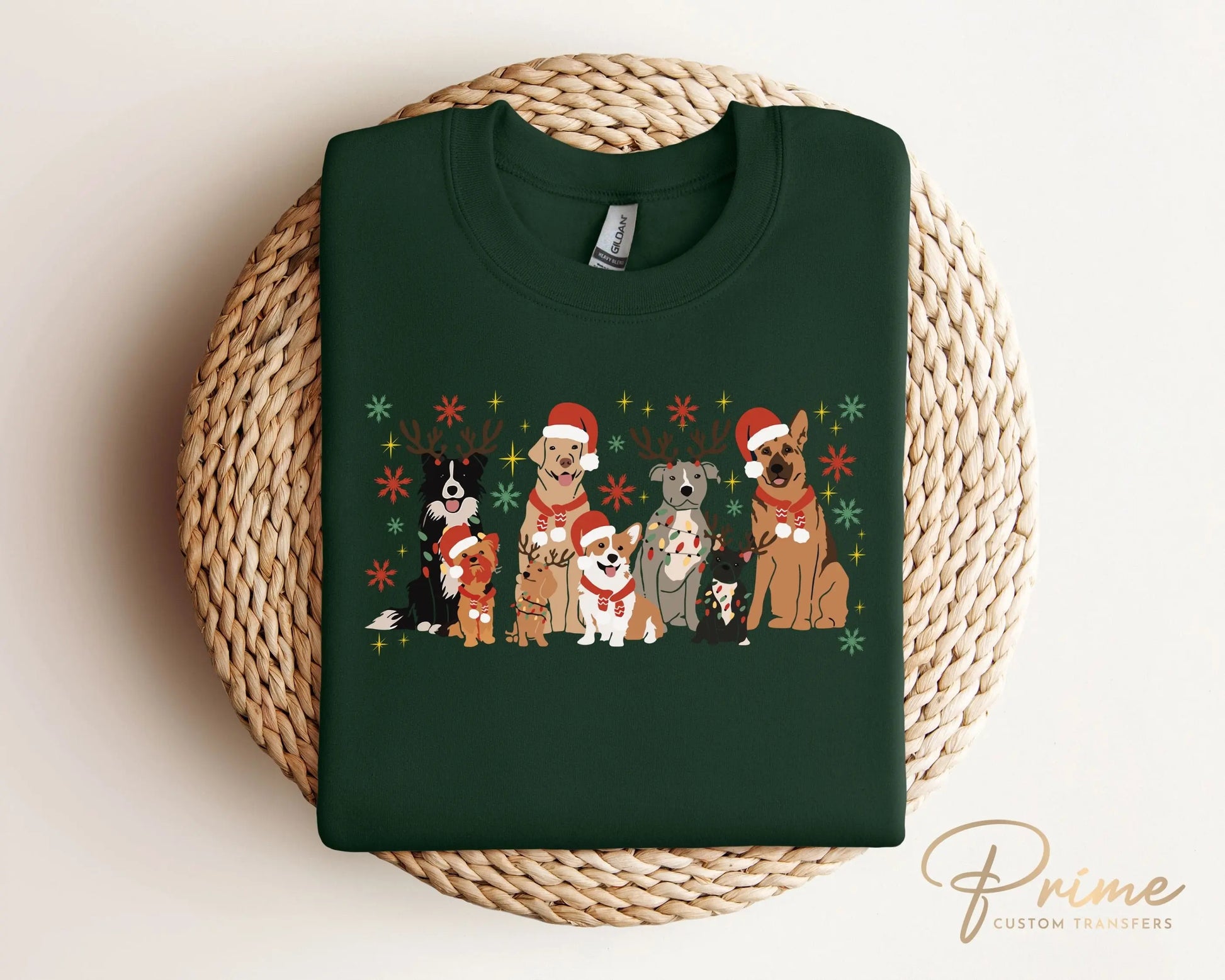 Christmas DTF Transfers, Ready to Press, T-shirt, Custom, Heat Transfer, Direct to Film, Christmas, Pet Lover, Santa Hat, Woofmas, Dog Mama