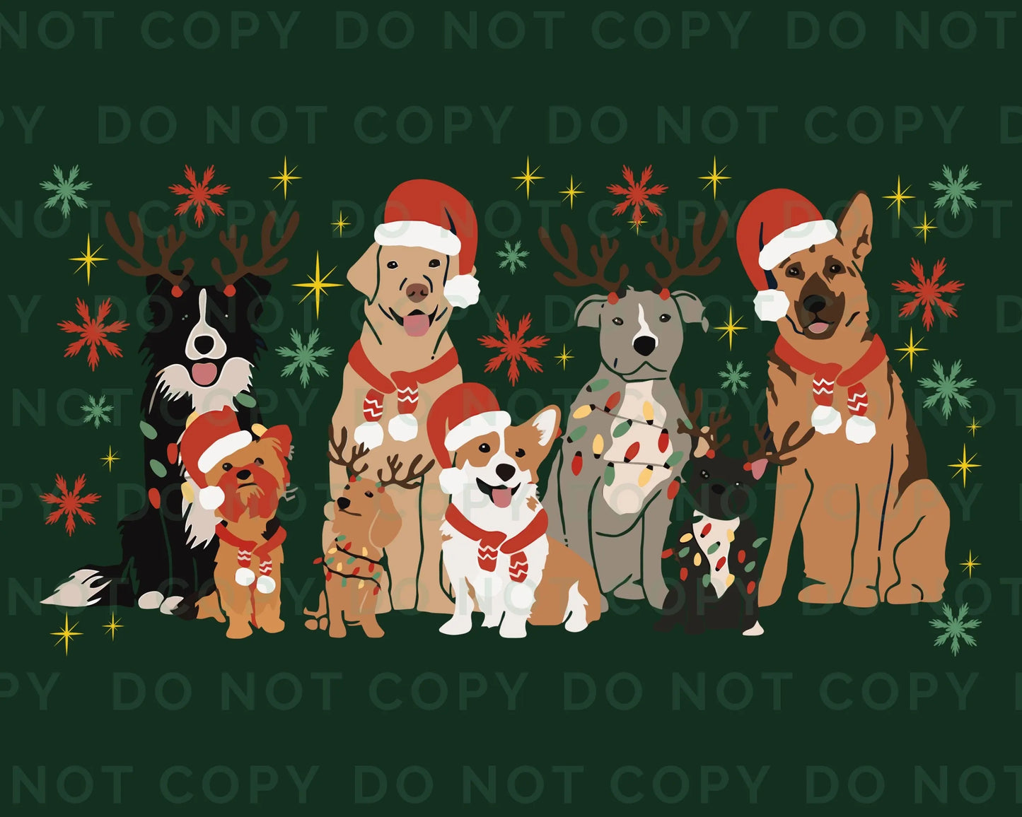 Christmas DTF Transfers, Ready to Press, T-shirt, Custom, Heat Transfer, Direct to Film, Christmas, Pet Lover, Santa Hat, Woofmas, Dog Mama