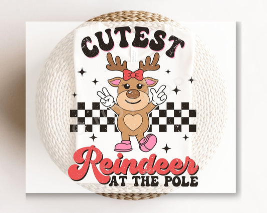 Christmas DTF Transfers, Ready to Press, T-shirt Transfers, Heat Transfer, Direct to Film, Holiday, Kid, Santa, Cutest Reindeer at The Pole