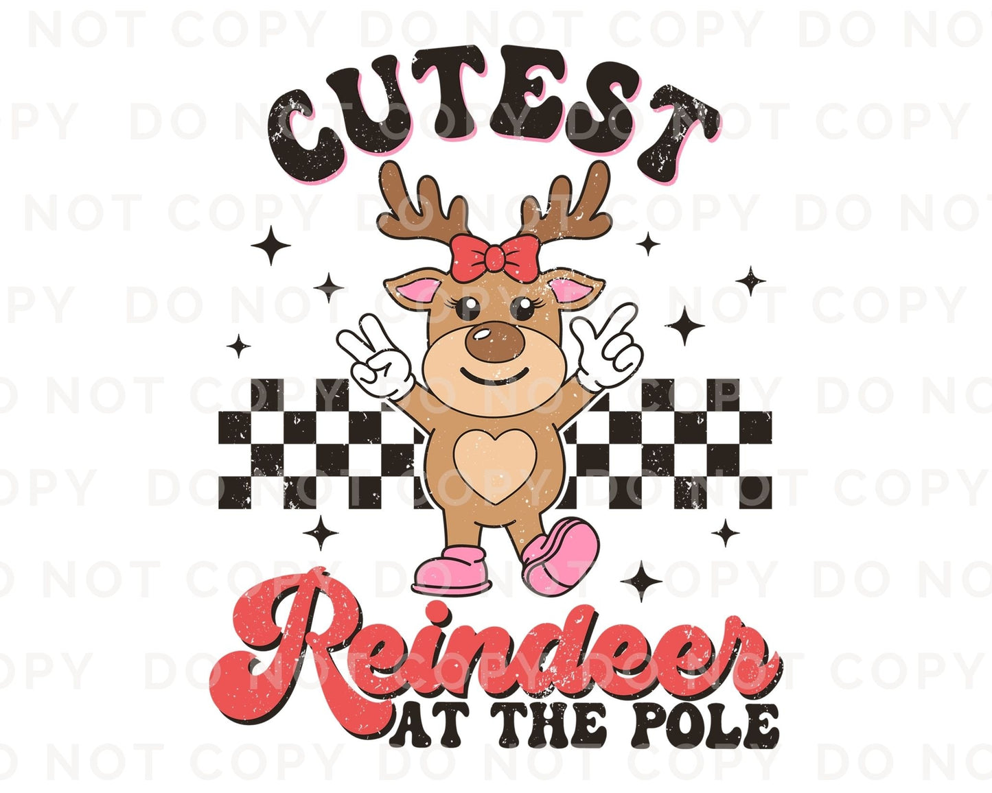 Christmas DTF Transfers, Ready to Press, T-shirt Transfers, Heat Transfer, Direct to Film, Holiday, Kid, Santa, Cutest Reindeer at The Pole