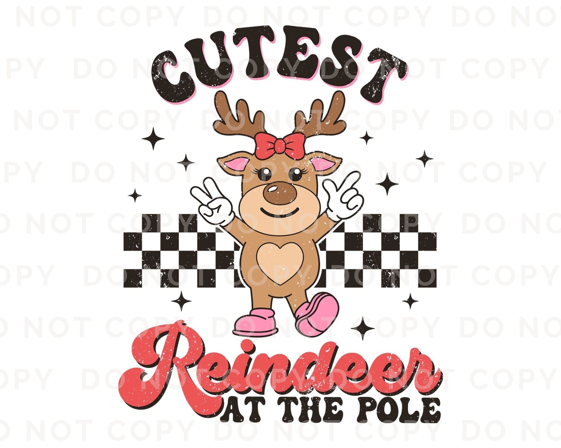 Christmas DTF Transfers, Ready to Press, T-shirt Transfers, Heat Transfer, Direct to Film, Holiday, Kid, Santa, Cutest Reindeer at The Pole
