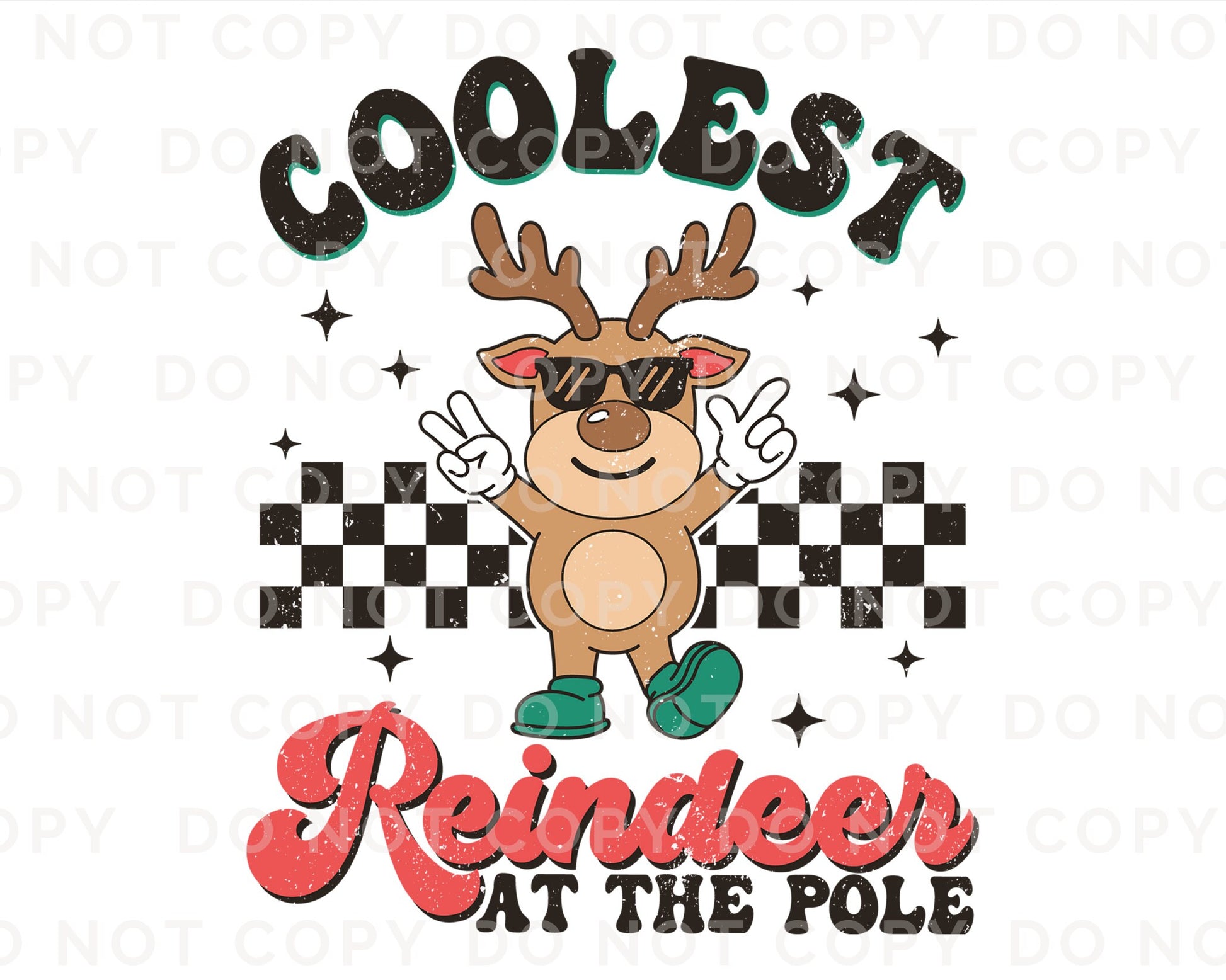 Christmas DTF Transfers, Ready to Press, T-shirt Transfers, Heat Transfer, Direct to Film, Holiday, Santa, Coolest Reindeer at The Pole