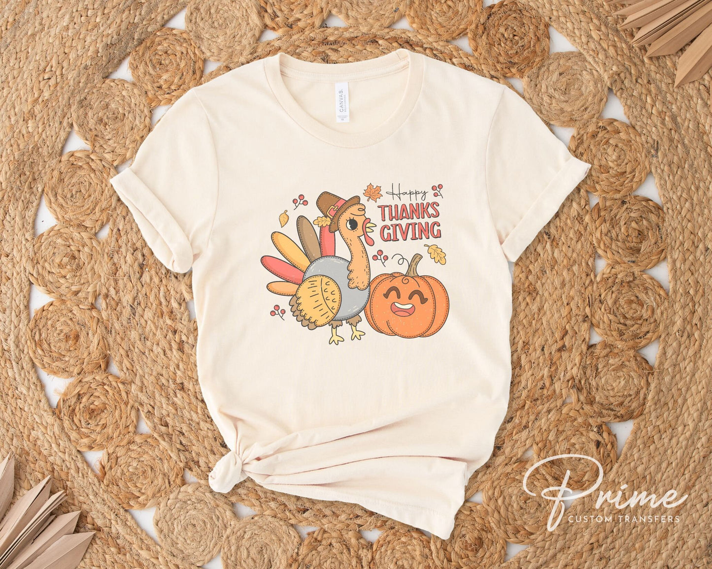 DTF Transfers, Ready to Press, T-shirt Transfers, Heat Transfer, Direct to Film, Fall, Pumpkin, Turkey, Leaves, Retro Happy Thanksgiving