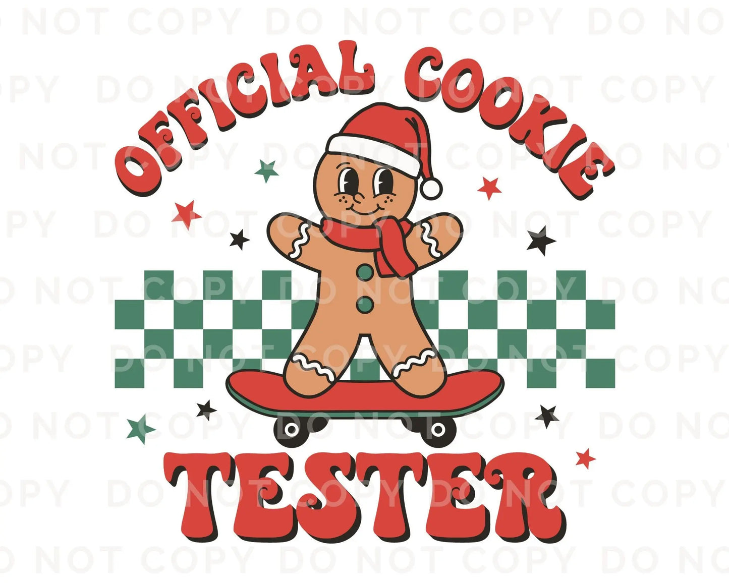 DTF Transfers, Ready to Press, T-shirt Transfers, Heat Transfer, Direct to Film, Christmas, Cute, Kid, Gingerbread, Official Cookie Tester