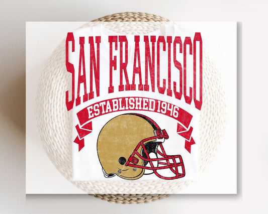 Football DTF Transfers, Ready to Press, T-shirt Transfers, Heat Transfer, Direct to Film, Sport, Full Color, Vintage, San Francisco Football