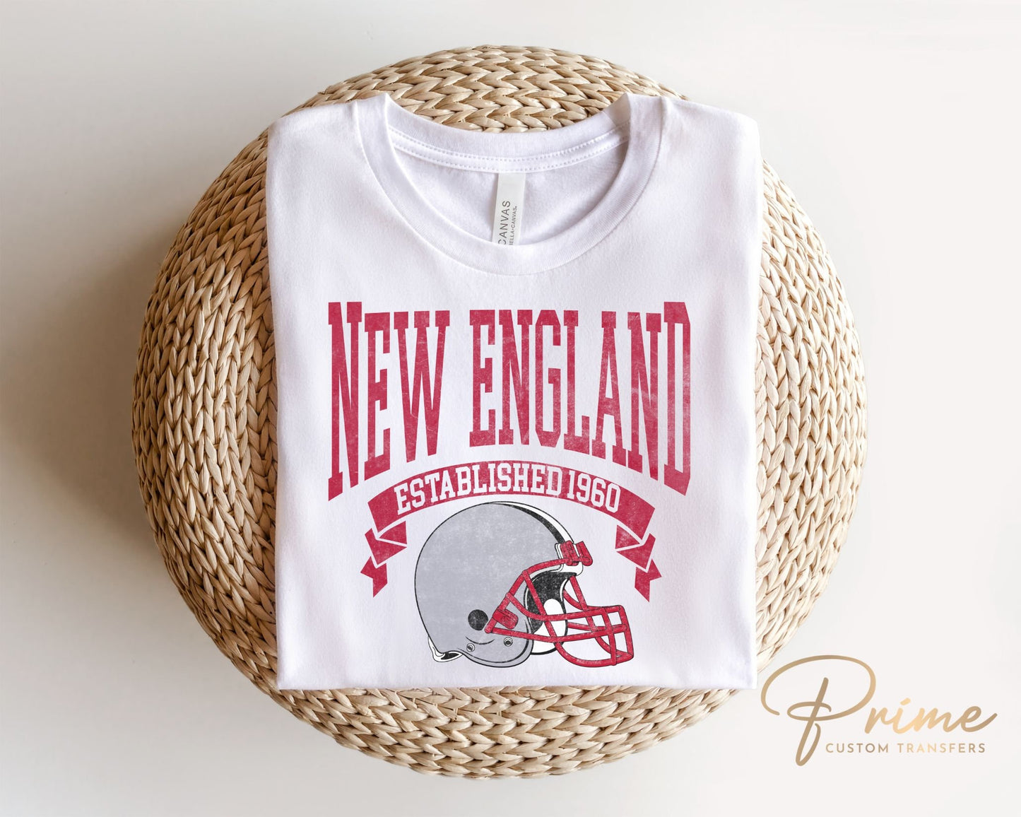 Football DTF Transfers, Ready to Press, T-shirt Transfers, Heat Transfer, Direct to Film, Sports, Full Color, Vintage, New England Football