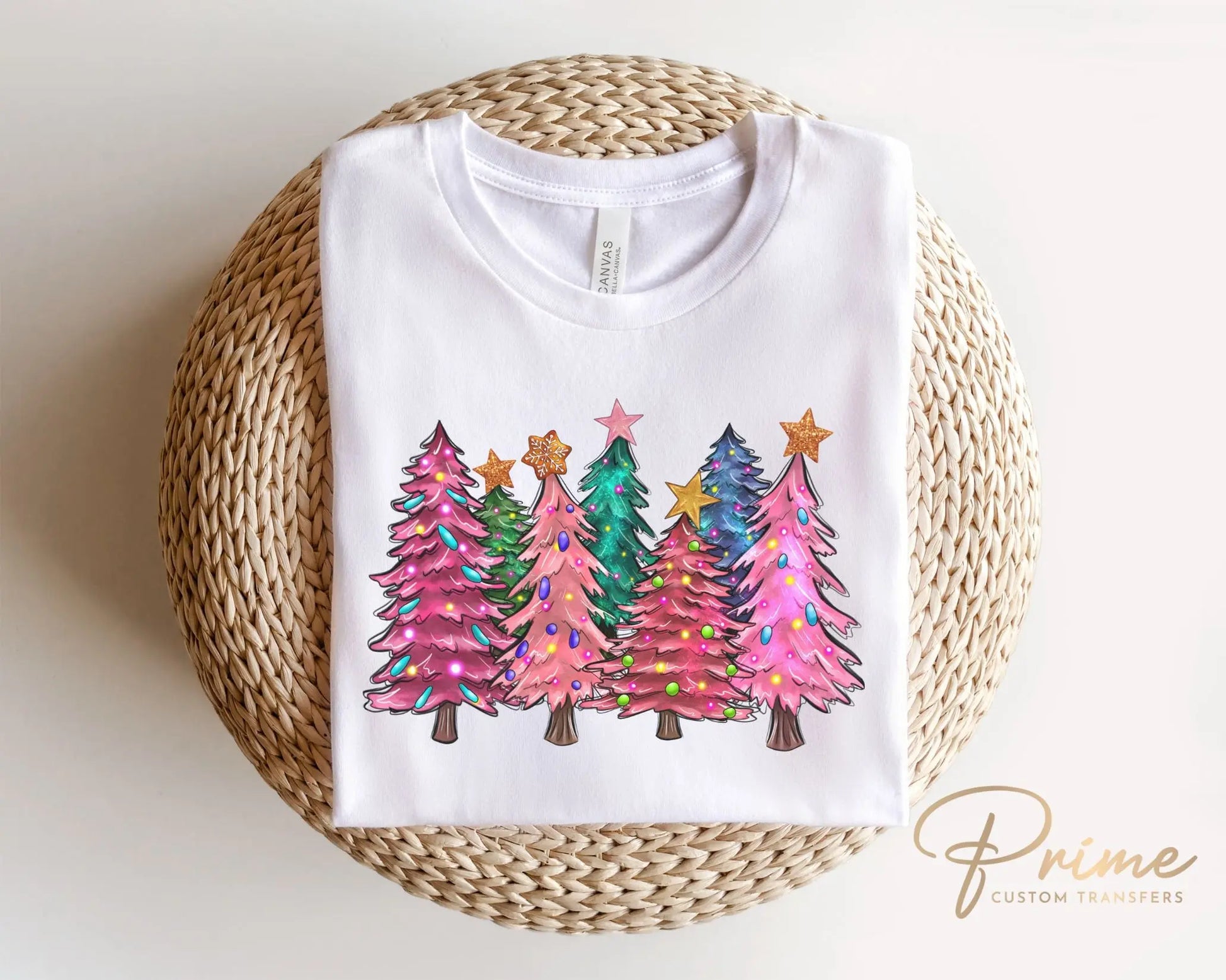 DTF Transfers, Ready to Press, T-shirt Transfers, Heat Transfer, Direct to Film, Holiday, Christmas Trees with Lights