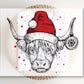 DTF Transfers, Ready to Press, T-shirt Transfers, Heat Transfer, Direct to Film, Holiday, Santa Hat, Christmas Highland Cow