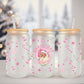 Christmas UV DTF Libbey 16oz Cup Wrap Sticker, Ready to Ship, rts, Direct to Film, Glass Can, Permanent, Retro Pink Santa - Christmas Vibes