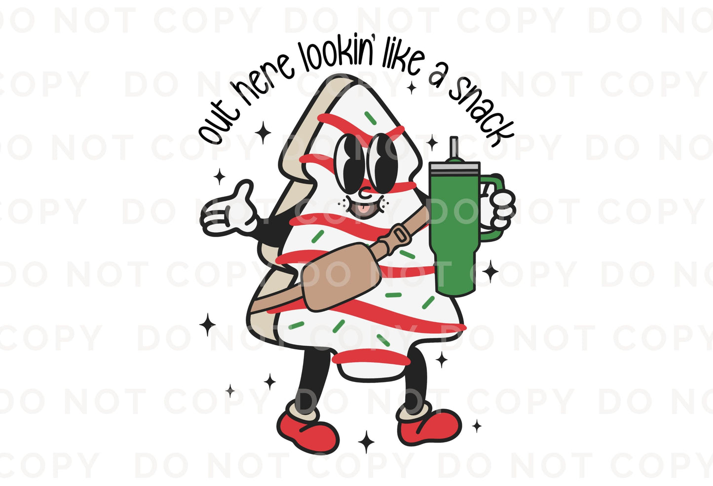 Christmas UV DTF Libbey 16oz Cup Decal Sticker, Ready to Apply, No Heat, Permanent Adhesive, Glass Can, Holidays, Tree, Looking Like a Snack