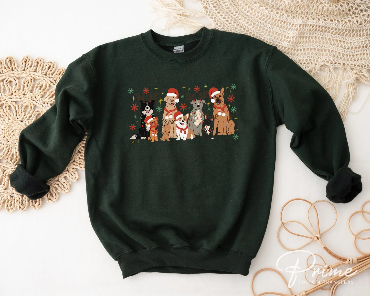 Christmas DTF Transfers, Ready to Press, T-shirt, Custom, Heat Transfer, Direct to Film, Christmas, Pet Lover, Santa Hat, Woofmas, Dog Mama